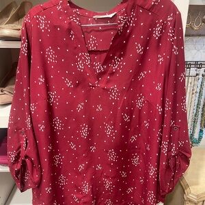 Lush Red and White Patterned Blouse